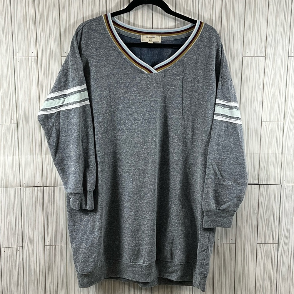 No Comment Plus Gray V-Neck Sweater